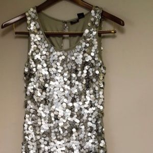 Vanity Womens Silver Large Sequins Party Cocktail Dress Size S Rayon & Polyester